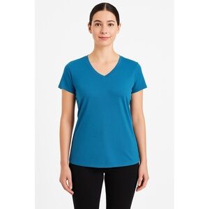 Athletic Works Teal V Neck Short Sleeves Stretch Casual Basic T‎ Shirt Large